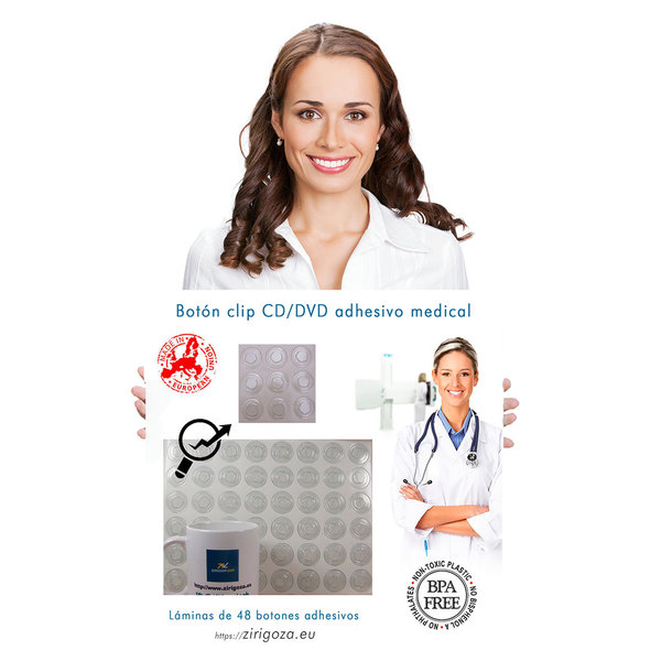 Botón clip CD/DVD adhesivo medical